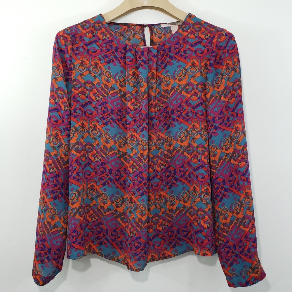 Forever 21 Blouse geometric colorful long sleeve M